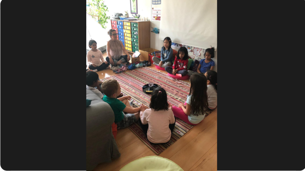 School relaxation time for PYP Grade 1 students with Anna Bernadas