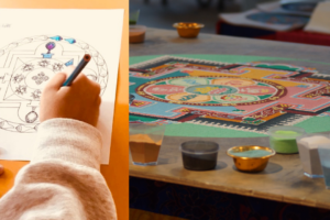 Photo of middle school student by Andrew Mitchell from BEPS International School and of sand mandala by Marco Mameli from Unsplash