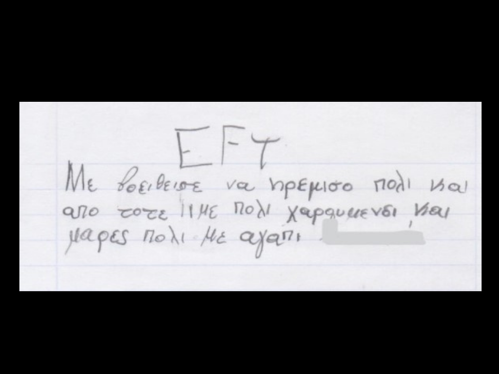 EFT in Greek Primary Marina Koutra brings EFT into Greek Primary Schools